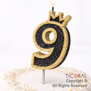 VELA NUMERO CORPOREO CON GIBRE ORO N.9 x 1